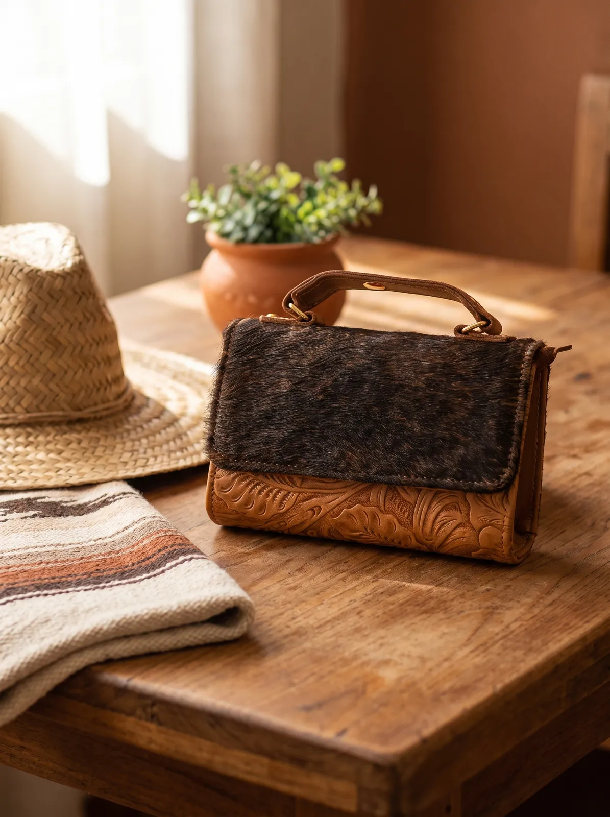 Cartera Floral Café en contexto