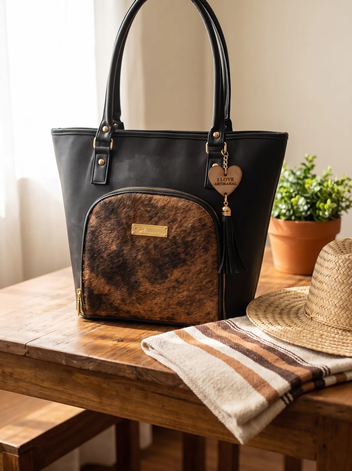 Tote Pelo Natural Negro en contexto