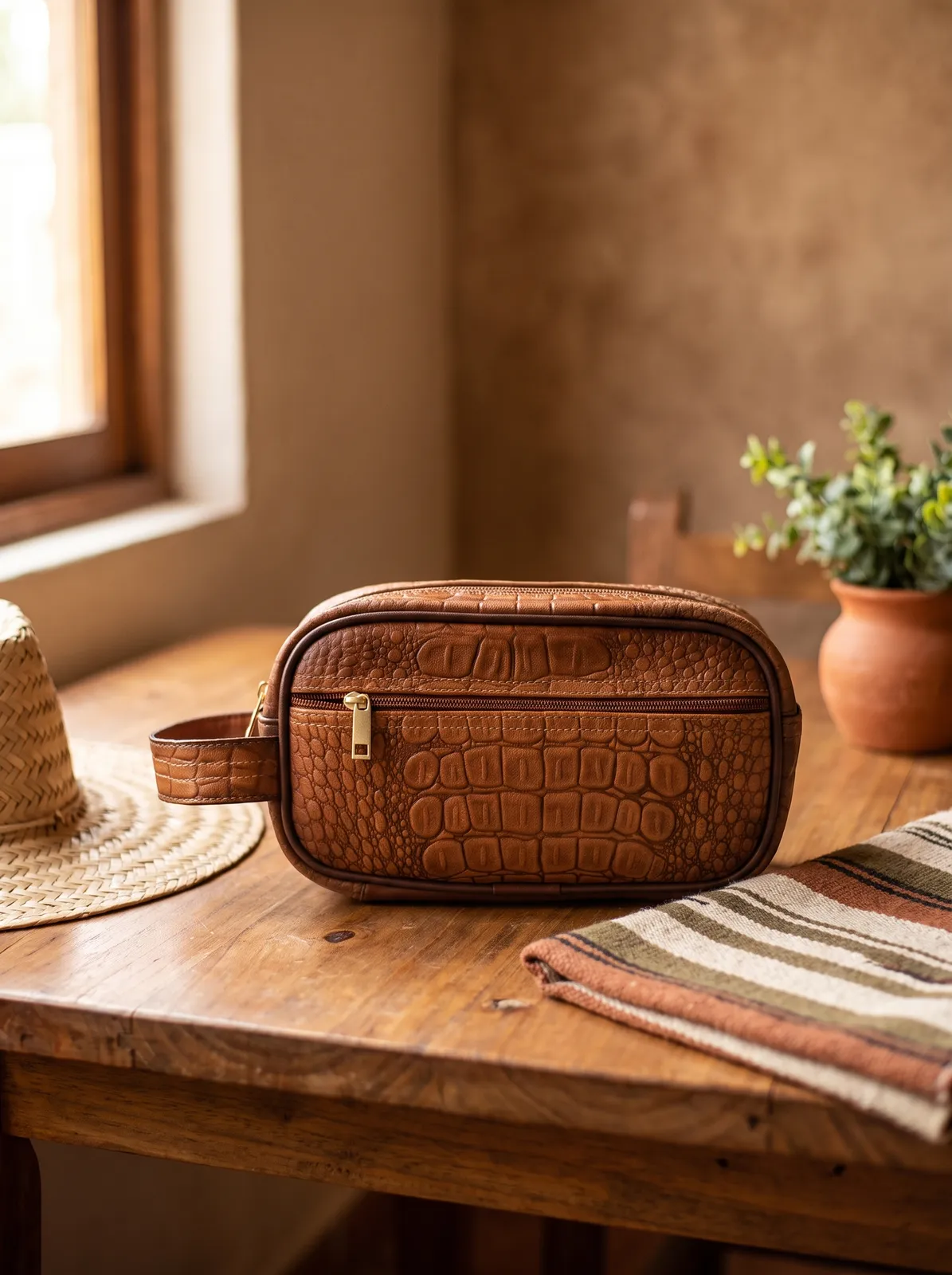 Neceser Croco Cognac en contexto