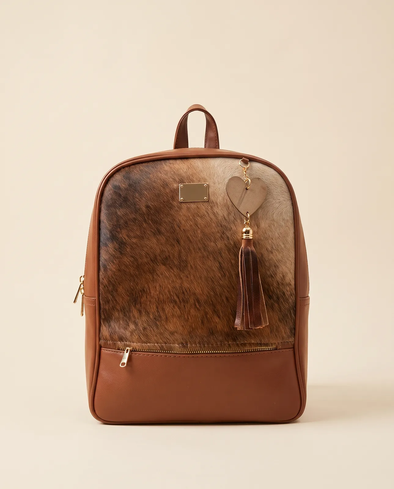 Mochila Pelo Natural Cognac