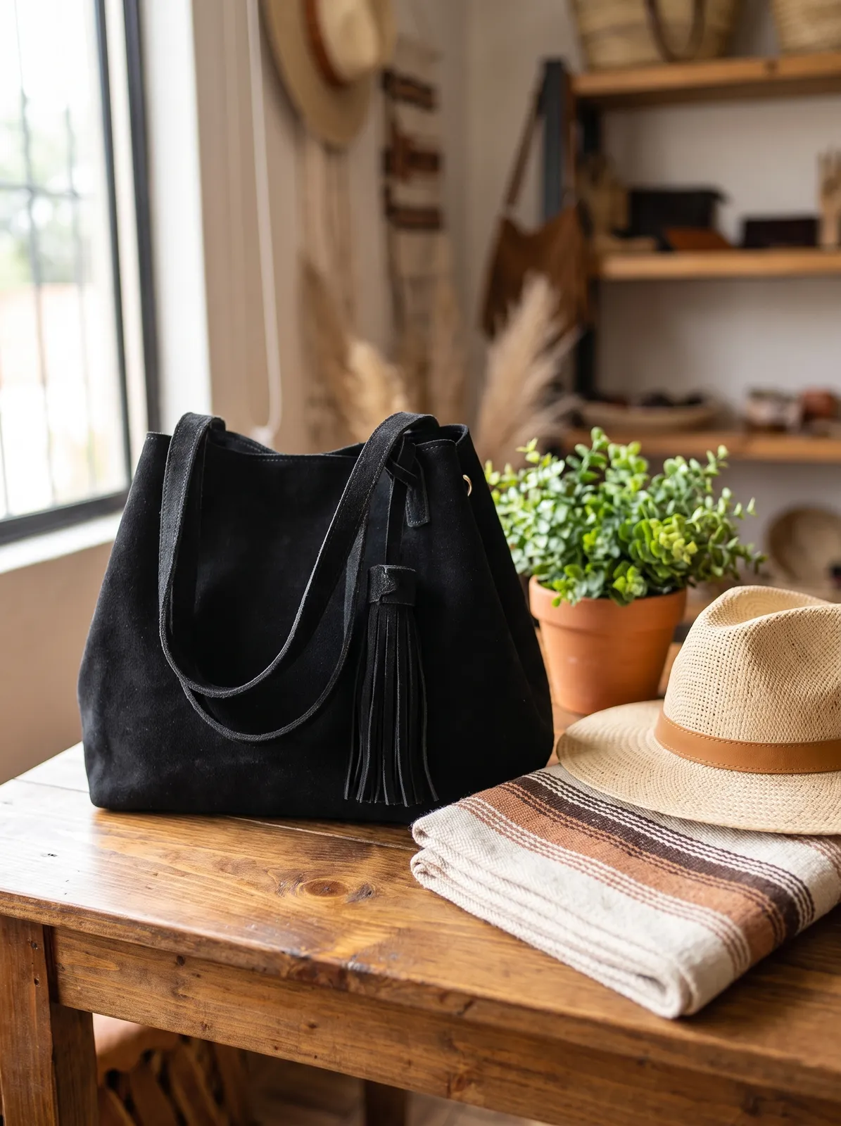 Tote Gamuza Negro en contexto